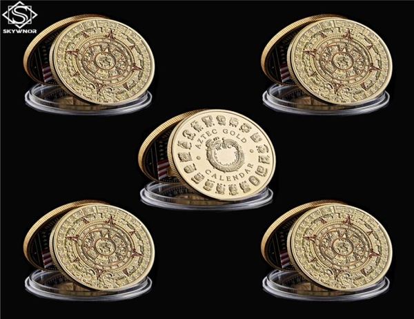 5PCSLOT México Gold calendário Azetc Cultura Cultura Cultura Cópia Coin CollectiBles3205649