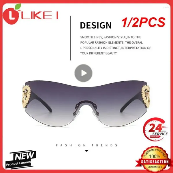 Óculos ao ar livre 1/2pcs designer de moda óculos de sol mulheres 2024 tendência de luxo Y2K Mulher Shade Glasses Goggle 2000 de Lentes De