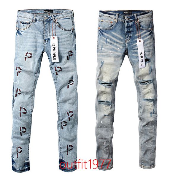 Jeans de marca roxa American High Street Jeans Hole Ruin Robin Religion Pants pinta Devento mais alto 5648413