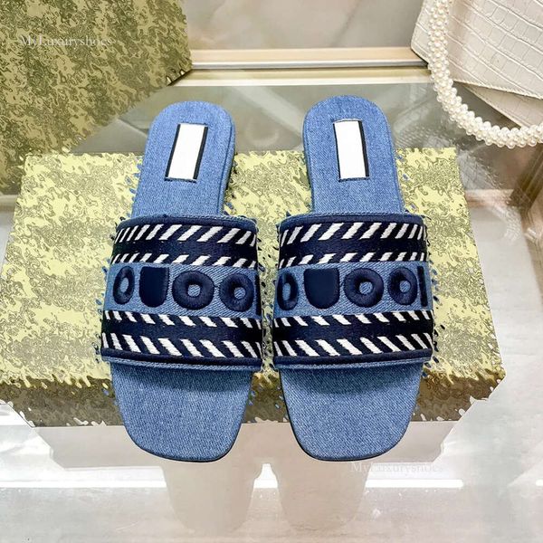 Designer Sandals Slipisti vintage di lusso Spect Flat Casual Flat Script Muli Summer Fall Muli Denim Slimi Slide Sandalo Dimensioni 35-41 333