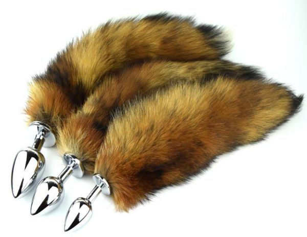 Long Fox Tail Anal Plug Metal Butt Plugs Sex Toy 75 cm 85 cm 95 cm Stecker 3 Größe für Choice Cosplay Toys2928461