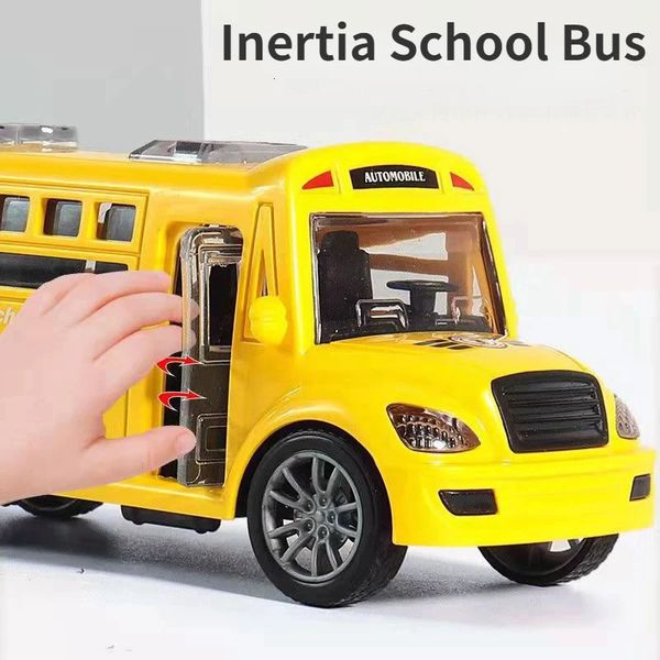 Modelo de ônibus escolar Carro para crianças Toys Kids Educational Toy Miniature Game Vehicle Inertia Wheel Boys Birthday Gift 240430