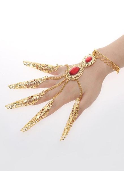 Finger -Set Indian Dance Accessoires Ring Armband Dance Accessoires Show Requisiten Lange Finger5802396