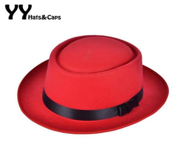 Retro New Womens Weeld Fedoras свиная пирог, разбивая шляпа, разбивая шляпа, Уолтер для мужчин Trilby Wool Cap Chapeu de Feltro 6 Colors4013890