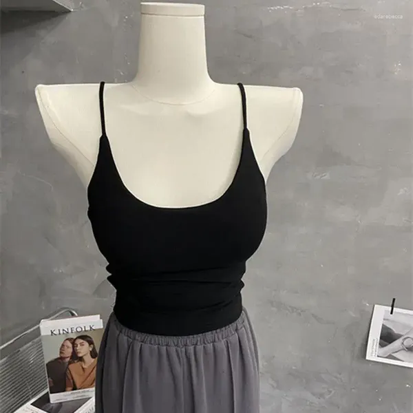 Tank da donna Becle Slim Scisole con pettoraggio Smiccella piccola camicia da fondo per le magliette strette in stile corto Leggings Sexy Top Sexy Top