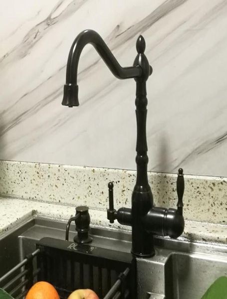 Rolya Antique Black Black 3 Way Rubinetto da cucina Tri Flow Lavel Faucet Mixer Tap1007164