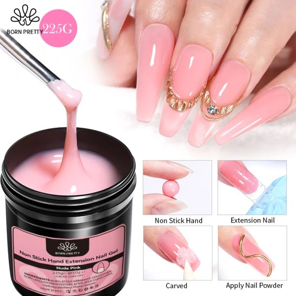 Gel nascido bonito 225g nude rosa série sem bastão extensão de mão unhas gel camuflagem geléia gel rápido extensão ugo gel polish hard gel