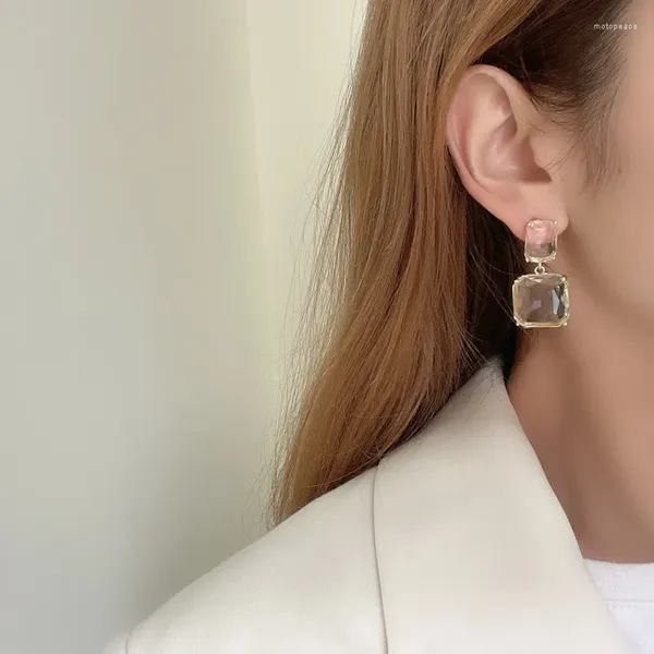 Gestüt Ohrringe Korean Design Fashion Schmuck Doppelte Luxus transparente Glaskristallparty für Frauen Geschenk