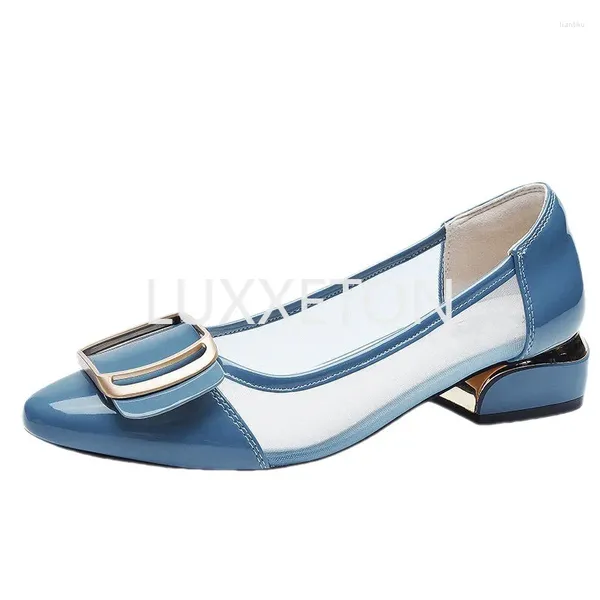 Scarpe casual Cresfimix Women Women Fashion Sky Blue Slip su trasparenti pompe di talloni quadrati estivi Lady Sexy Party Night Club High Ladies