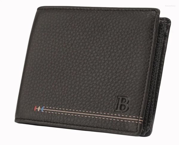 Рюкзак роскошный подлинный кожаный мужской короткий кошелек многофункциональный кошелек Multifuction Flip Holder Bank Bank Card Carder Case