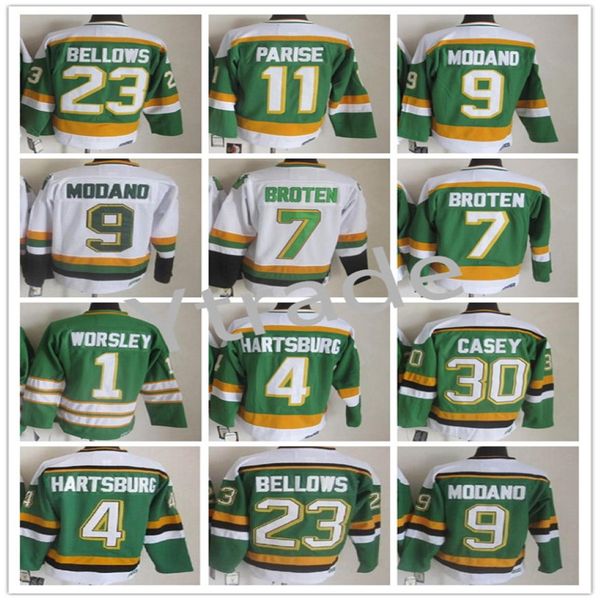 Vintage CCM Hockey Mike Modano Jersey 4 Craig Hartsburg 23 Brian Bellows 20 Dino Ciccarelli 7 Neal Broten 30 Jon Casey 11 Parise Roter costurada 219m