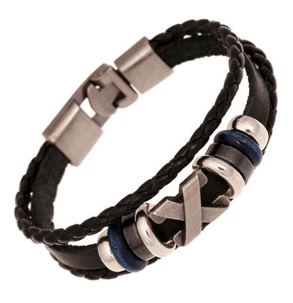 Vintage Leder -Gewebearmband Armband Bronze Legierung Schnalle Klassischer Stil Easy Hook Armbänder für Männer Bangle Schmuck1993782