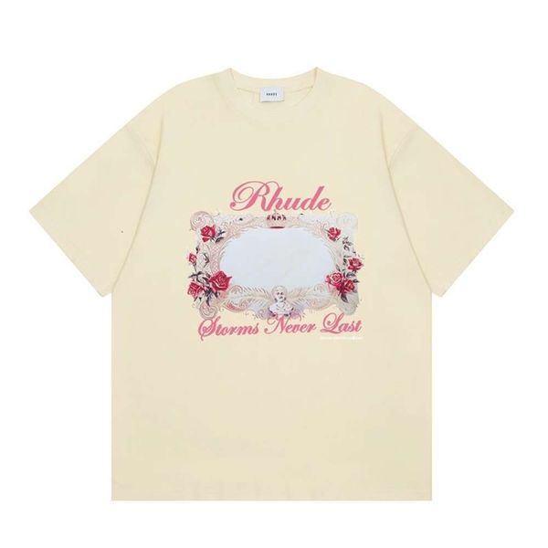 Руд-футболка дизайнер Tee Luxury Fashion Mens Tshirts Brand Brand Rose Magic зеркало чистое хлопок свободный случайный короткий рука