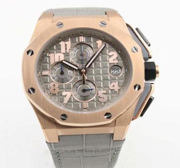 2020 Top Fashion Watch Men Royla Oak Offshore Watch Sports Quartz Chronograph Capolavoro Smoke Gray Alligator Strap Men Dress Watchc1345879