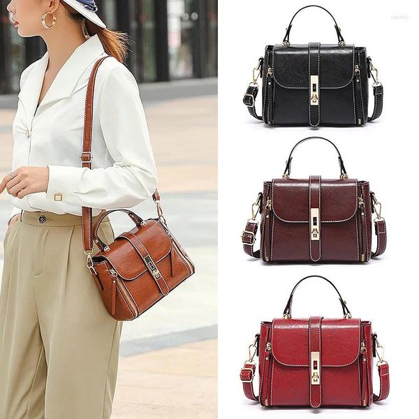 Abendtaschen Vintage Wachs Öl Handtaschen hochwertige PU Leder Damen Flat 2024 Business Women Umhängetasche kleiner Crossbody Sac A Main