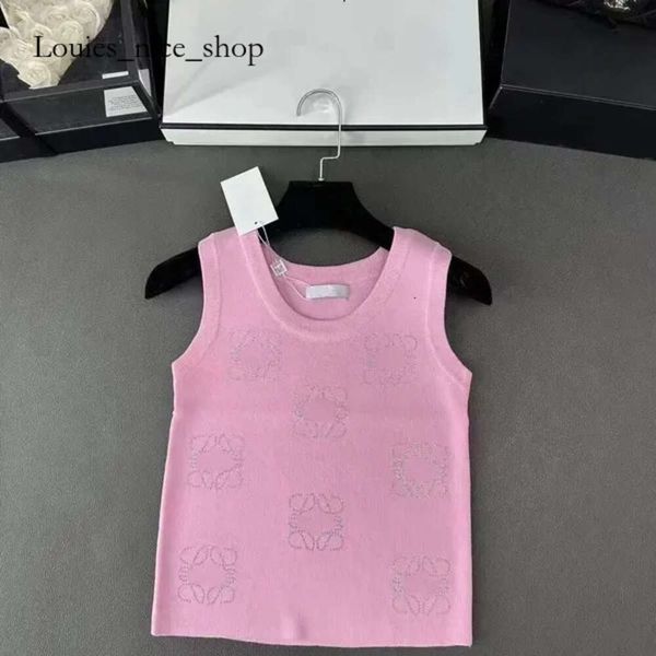 24SS -Top -Qualitäts -Sommer -Modetank -Top -Top Frauen Stricker Designerweste sexy Stickerei Eingelegtes Diamantweste Lüftung gewebt Top 646