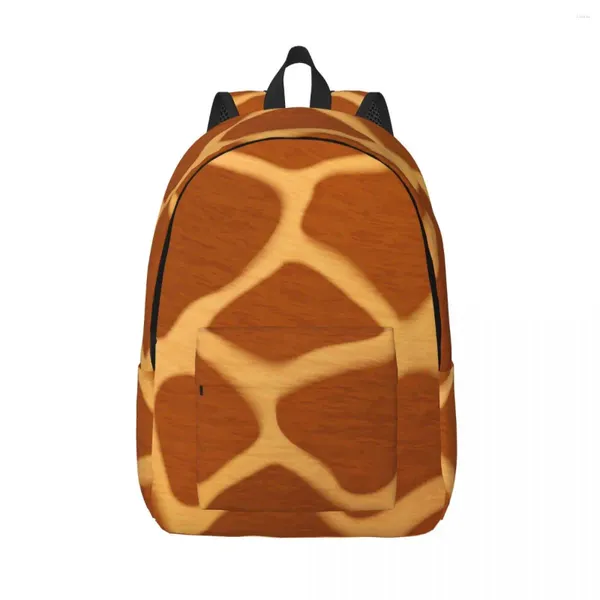 Backpack giraffe pêlo pele esconder textura unissex viajar bolsa escolar saco bookbag sbag mochila