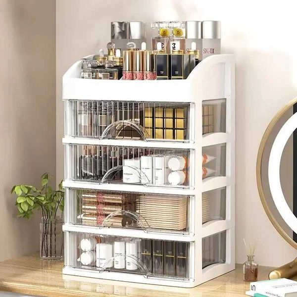 Organizador de cosméticos Cinco gavetas Organizador de maquiagem de mesa de mesa de mesa de grande capacidade Cosméticos Cosméticos Caixa de armazenamento Jóia Batom Batom Rack Organização de rack Q240429