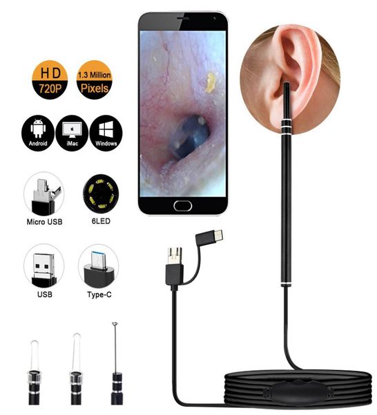 EPACK IN CULITÀ DELL'EAR PULIZIONE EDOSCOPO MINI MINI CAMERA PARE ARELLA PARE RIMOZIONE DELLA BUSCA VISIVA NOSE OTOSCOPE SUPPORTO ANDROID PC3346663