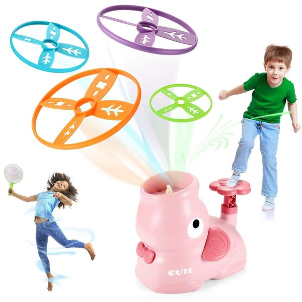 Sports Toys Kinder im Freien Spiel Fliegen Discs Air Rocket Launcher Füße montiertes Untertassen Interaktives Gartenspielzeug für Kinder fallen liefert g ot4r2