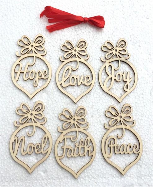 Ami la speranza pace fede noel parola tag legno tag di Natale decorazione per feste ornamentati9650319