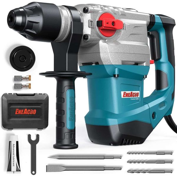 1-1/4-Zoll-SDS-plus Heavy Duty Rotary Hammer-Bohrer mit Sicherheitskupplung, 4 Funktionen, Vibrationsregelung, Meißel, Bohrer und Fall enthalten