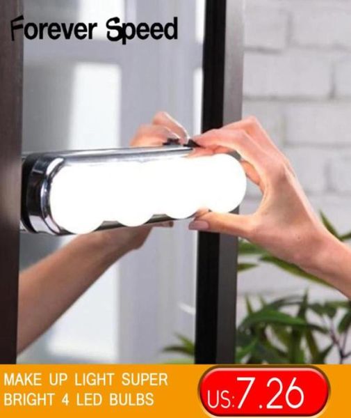 Светодиодные зеркальные огни зеркала составляют легкие супер яркие 4 светодиодные лампочки Портативные косметические зеркальные световые комплекты батарея Powered5960250
