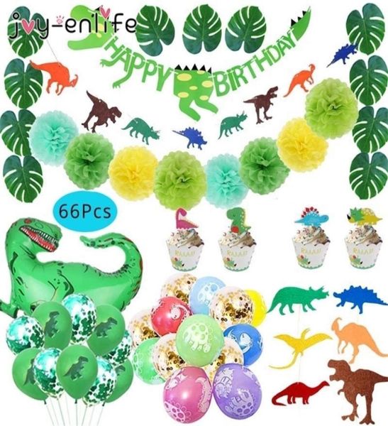 Dinosaur Party Supplies Little Dino Party temas Decorações de banner Balão Conjunto para crianças menino 1º aniversário Party Baby Shower Decor 21408370