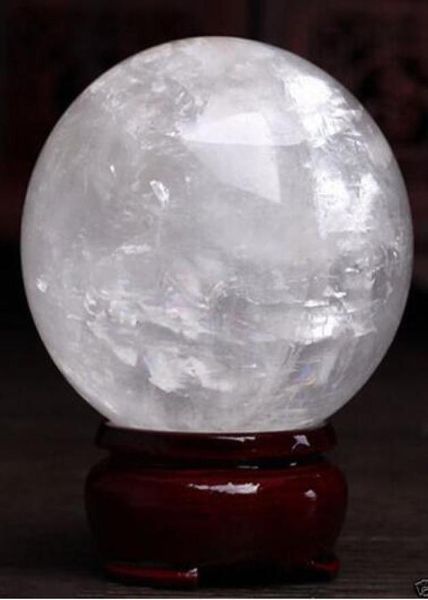Sfera curativa Decorazione magica Dono fine 860100mm Stand White Calcite naturale Crystal Crystal sfera GEM GEM GEM Stone2166622