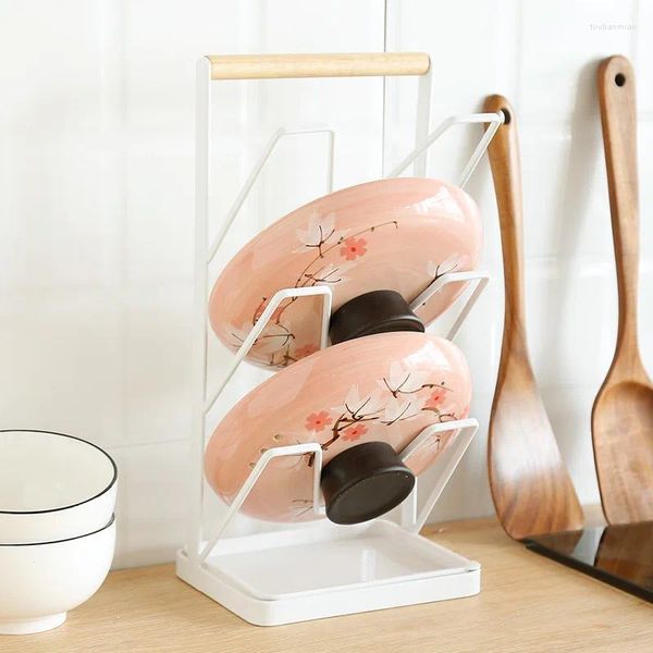 Кухонная хранилище стильная японская стойка из кованого железа для 3-слойных держателей горшок с горшками и резки доски дренажные места