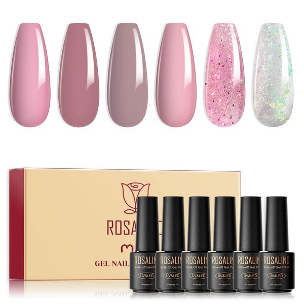 Rosalind 6pcs Multi -Colors Gel лак для ногтей набор полумамерного гибридного лака базовый матовый пальто для Manicure 240430