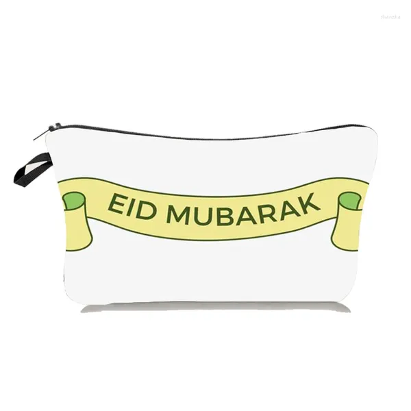 Bolsas de armazenamento Mubarak Day Greetings Ladies Cosmetic Bag Gifts e para amigos Organizador de telefones celulares Bolsa de lápis de alta qualidade