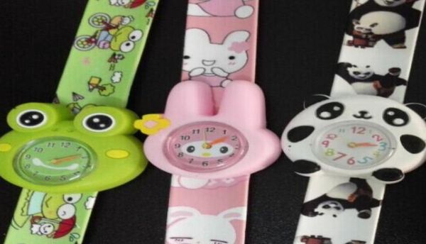 Newwst Cartoon Slap Uhren Silicon Coloful Band Candy 3d Kid Watch Heart Bär Frosch Kinder Kinder Kaninchen Snap Student Timer8782159