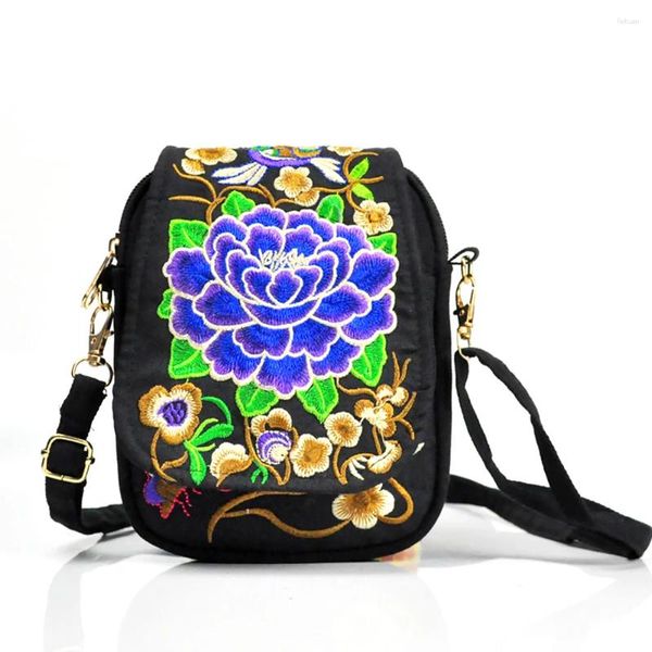 Bolsas de ombro de ombro Vintage Mini Bolsa de Bordado Étnico Mulheres Estilo Chinês Estilo Crossbody Bag Hippie Tote Messenger