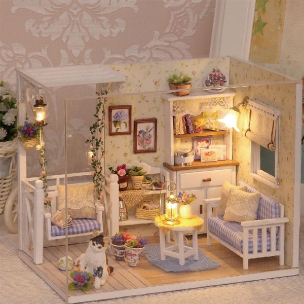 Injeto-boneco de diário Diy Miniature Wooden Puzzle 3D Dollhouse Miniaturas Furniture House Doll para Birthday Gift Toys H13 239K