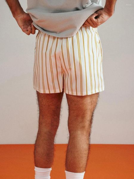 Shorts masculinos Men S Listra de verão Casual Impressão de calças curtas Cintura elástica Sleep Paijama Streetwear