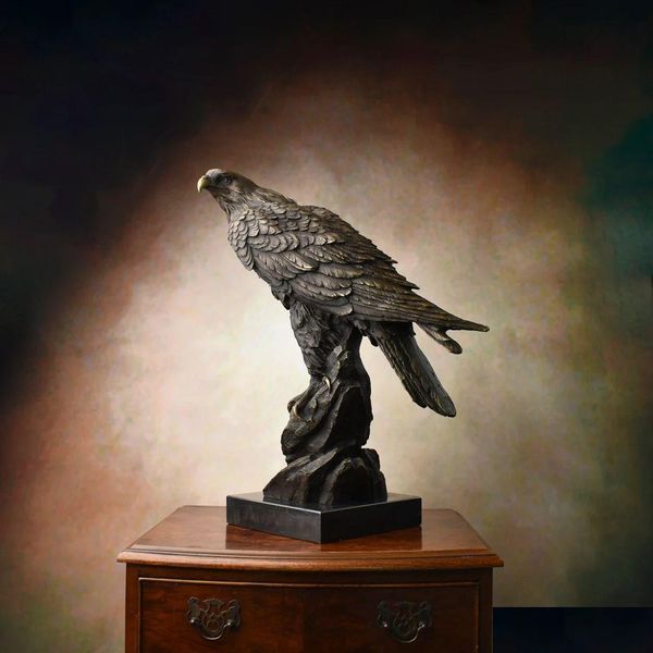 Andere Wohnkultur hyper realistisch 20 Zoll Bronze Eagle Scpture auf Marmorbasi