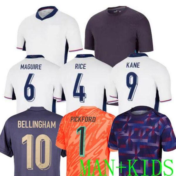 2024 Jerseys de futebol de futebol Camisa de futebol 24 25 anos Bellingham Kelly Mead Kane Sterling Rashford Sancho Men Grealish Mulheres Kit Kit Pré Match Pickford