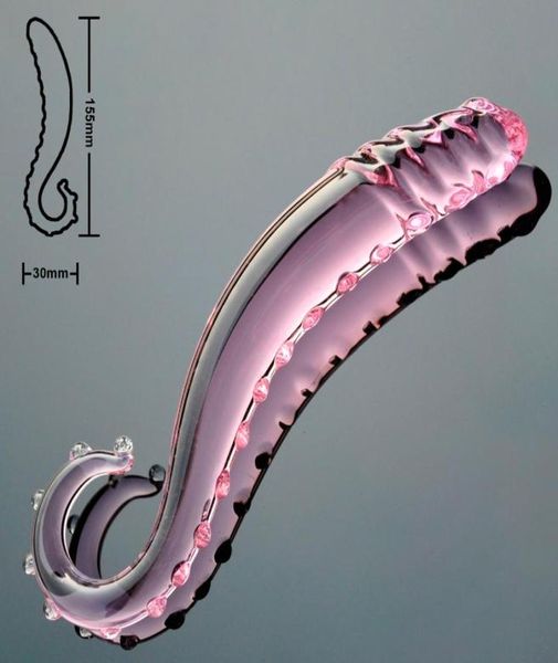 30mm Pink Pyrex Glass Dildo Penis Artificial Cristal Fake Anal Plug Prostate Masticate Masturbate Sex Toy para adultos gays homens S5969554