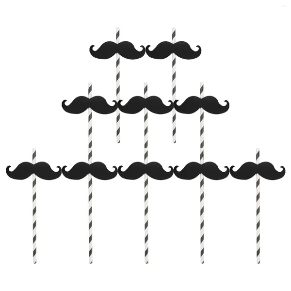 Copas descartáveis palhas 20 PCs S PAPELA PAPEL Party bebendo bigode decorar Prop de decoração