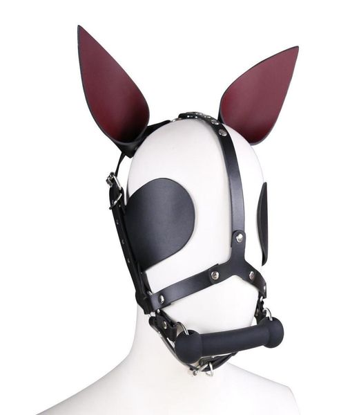 Cabla di cuoio in pelle cappa cappa maschera maschera per cane bone bavaglio bondage bdsm sex games toy r529443119