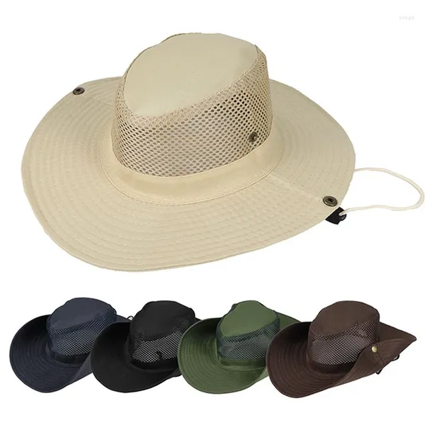 Boinas de capitão masculina mash mash mash masshas respiráveis largura balde chapéu panamá chapéus de verão dad do pai ao ar livre Pesca Sun Protection