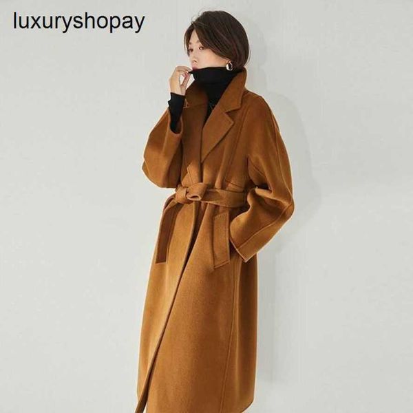 Top Maxmaras Cashmere Coat Womens Wrap Coats 2024 Высококачественное семейство осеньво M. 100% шерстяное лацка