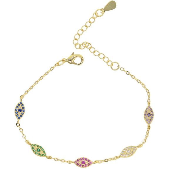 Trendy Red Green Blue Blue Turkish Pave Pave CZ Bracciale Gold Eye Gold Regolable Female Party Gioielli3165144