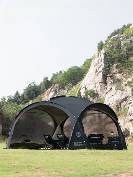 Dome de barraca de baile ao ar livre Pu3000mm à prova d'água com revestimento de prata redondo toldo Big Camping Sunshade 240422