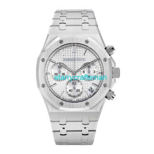 Orologi di lusso APS fabbrica Audemar Pigue Royal Oak Watch 41mm Silver Index Hour Mark Dial STNJ