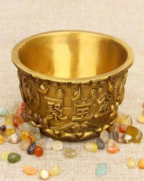 Riabilitazione della cornucopia in rame puro ciotola di riso oro in oro casa feng feng shui ornamenti in bronzo1125151