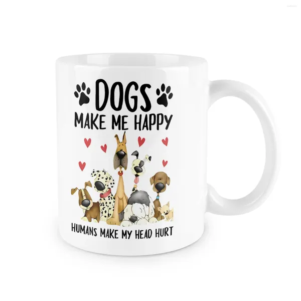 Tassen Hunde machen mich glücklich, Menschen mein Kopf verletzen Keramik Kaffeetasse für Kollegen Freund einzigartige Geschenkmilchbecher Custom Mug11oz