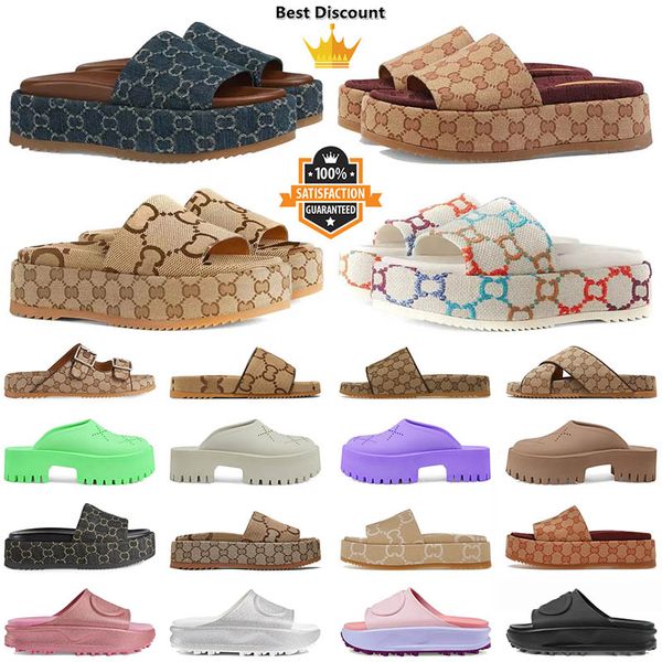 Plattform niedrige Männer Frauen Designer Sandalen Slides Dicke Boden bedruckt berühmte flache Trainer braune Hausschuhe Herren Sandel Loafer Gummischuhe 【code ：L】