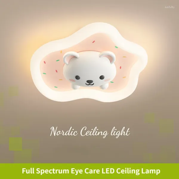 Deckenleuchten Volles Spektrum Augenpflege LED -Lampe für Kinder Schlafzimmer Foyer Kunstdekoration Tierblau Pink Bär Eisen moderne Licht